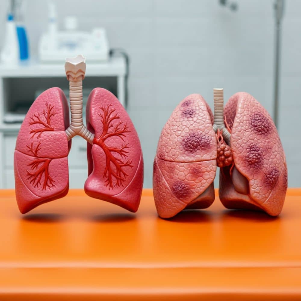 Plămân bolnav vs. plămân sănătos - Pneumonie