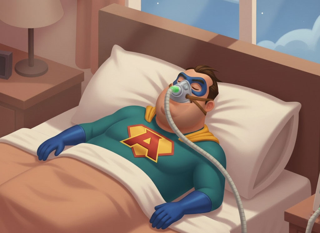 Supereroii poartă măști CPAP și pelerine